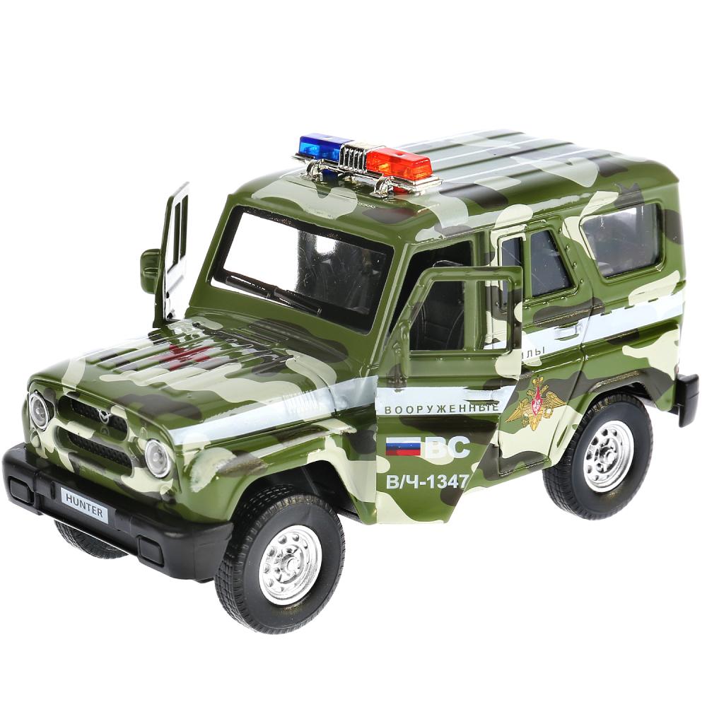 

Модель Uaz Hunter военный, 12 см, открываются двери, инерционный, свет и звук