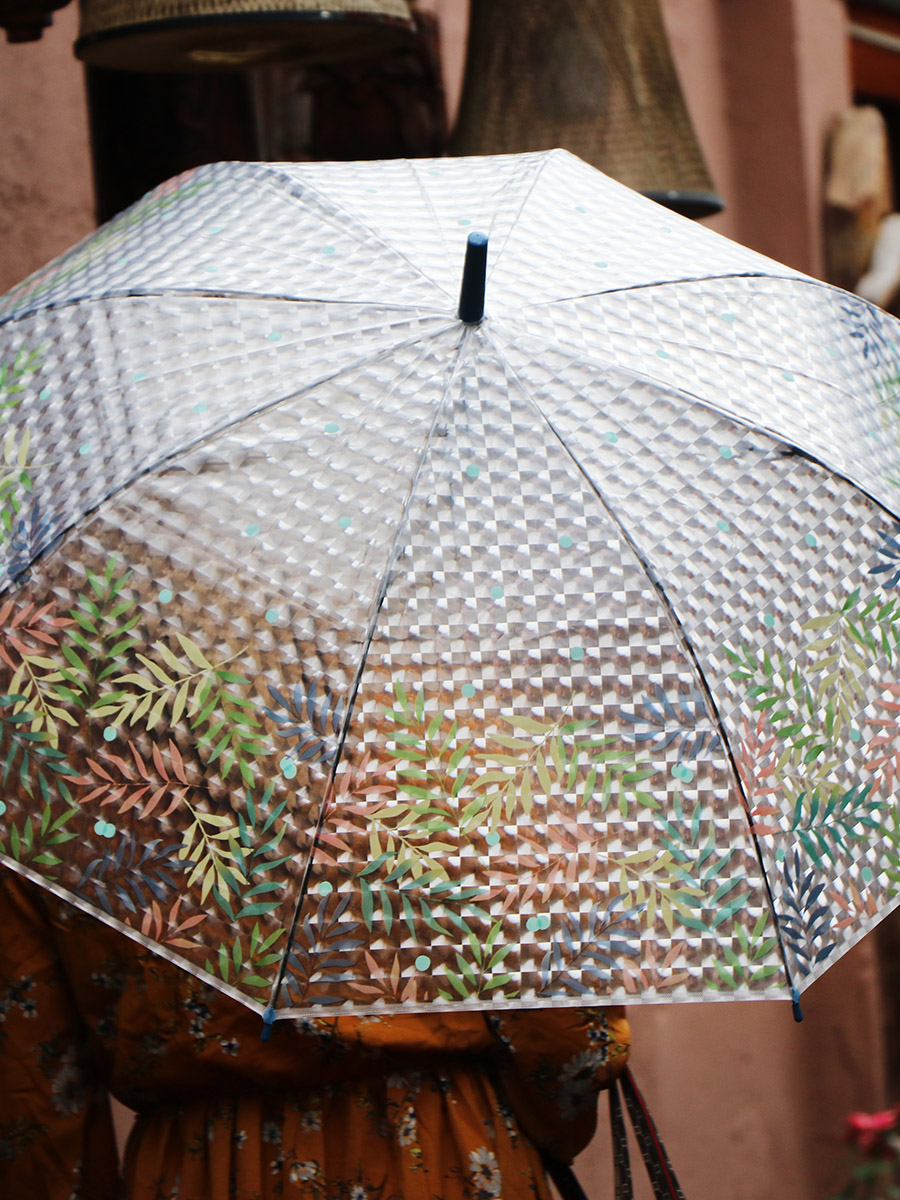 Зонт-трость – Тропические Листья с 3D эффектом, синий  