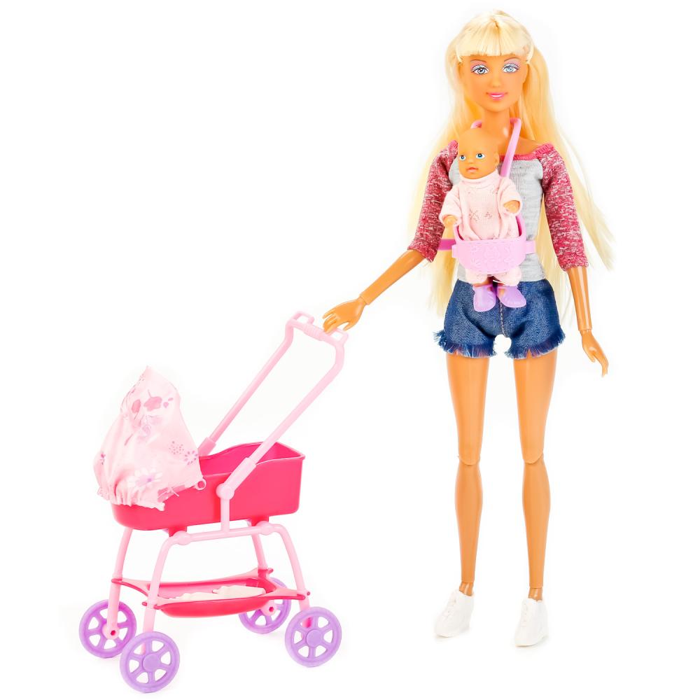 Набор из 2-х кукол - Мама и ребенок, с коляской и аксессуарами   
