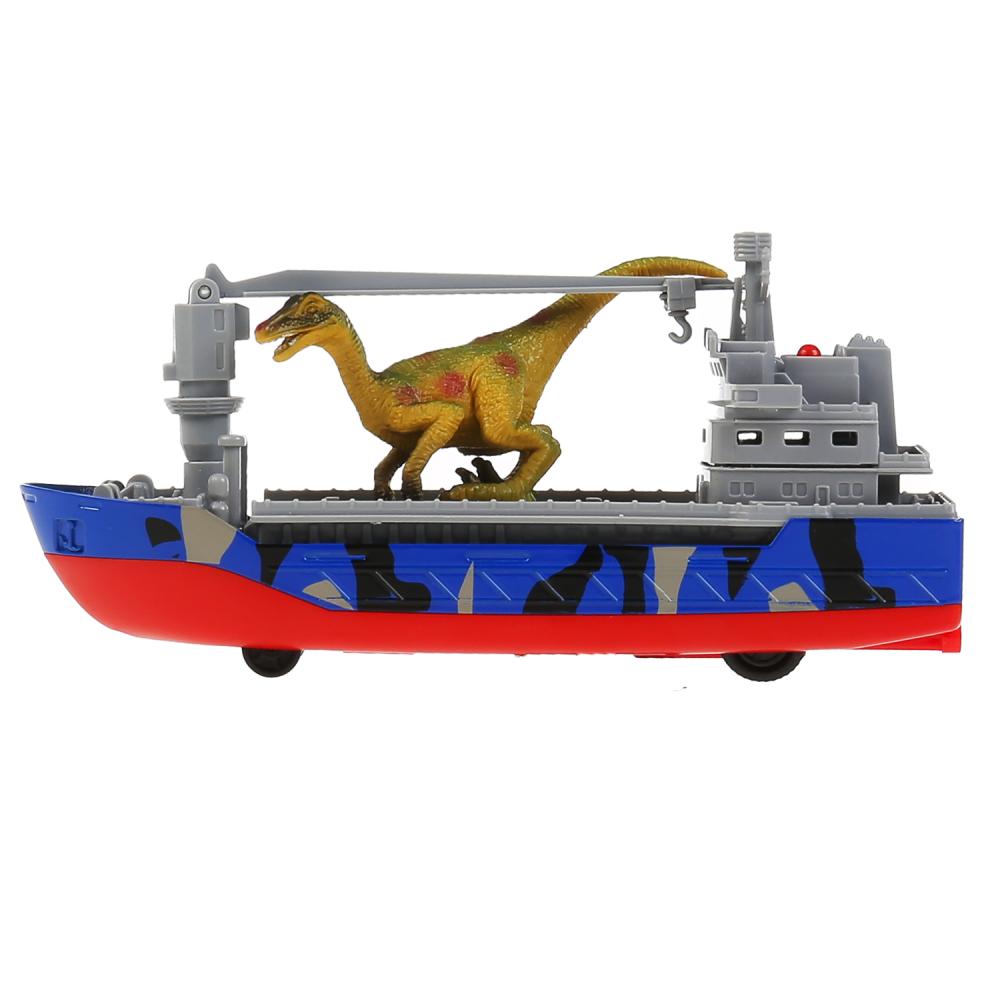 Корабль транспортный Джунгли 17 см с динозавром открывается люк металлический  