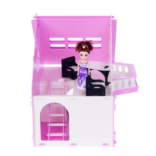 Домик для кукол - Дачный дом Варенька, бело-розовый, с мебелью  