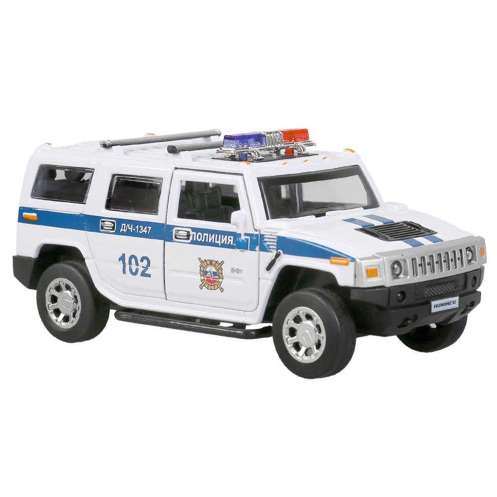 Машина Hummer H2 - Полиция, 12 см, свет-звук, инерционный механизм, цвет белый  