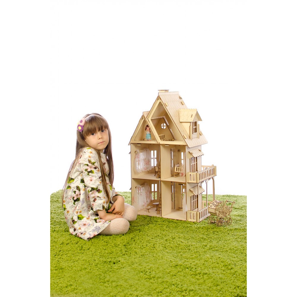 Сборная деревянная модель - Кукольный Домик, 158 деталей  