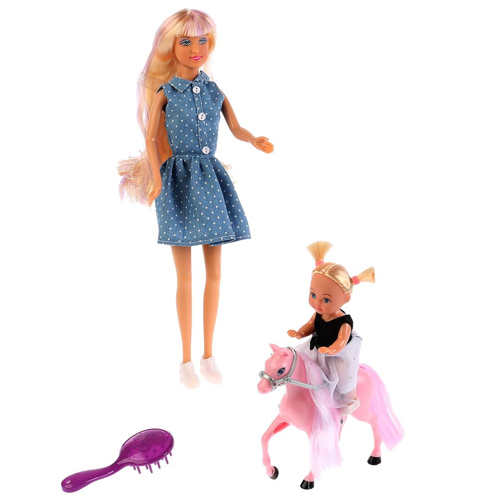 Кукла с дочкой на лошадке, с аксессуарами   