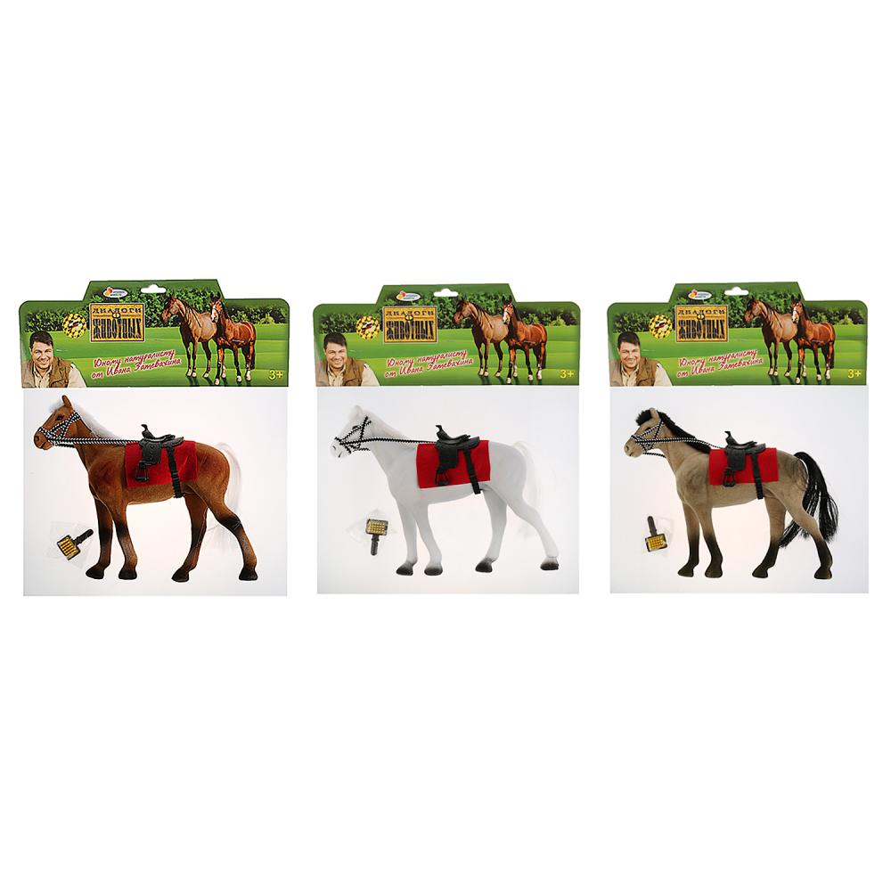 Лошадь с флокированным покрытием, 13 см, с аксессуарами  