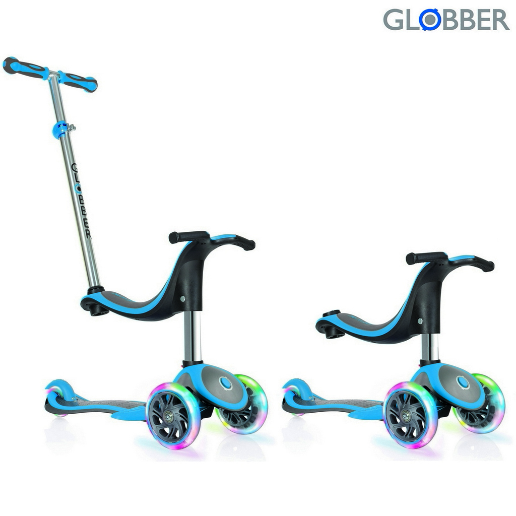 

Самокат Globber Evo 454-130 4 in 1 Plus c подножками, с 3 светящимися колесами, цвет- Blue