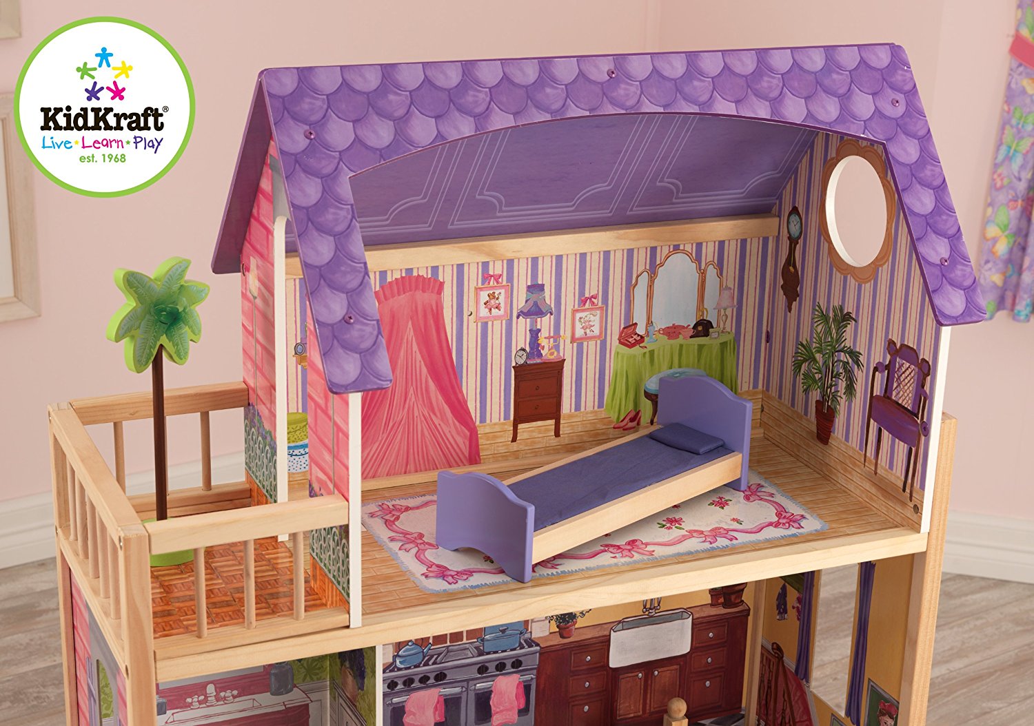 Домик из дерева - Kayla dollhouse – Кайла, для кукол 30 см, с мебелью 10 предметов  