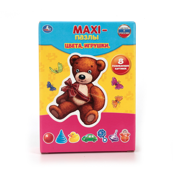 

Макси-пазл Цвета, игрушки, 8 развивающих картинок