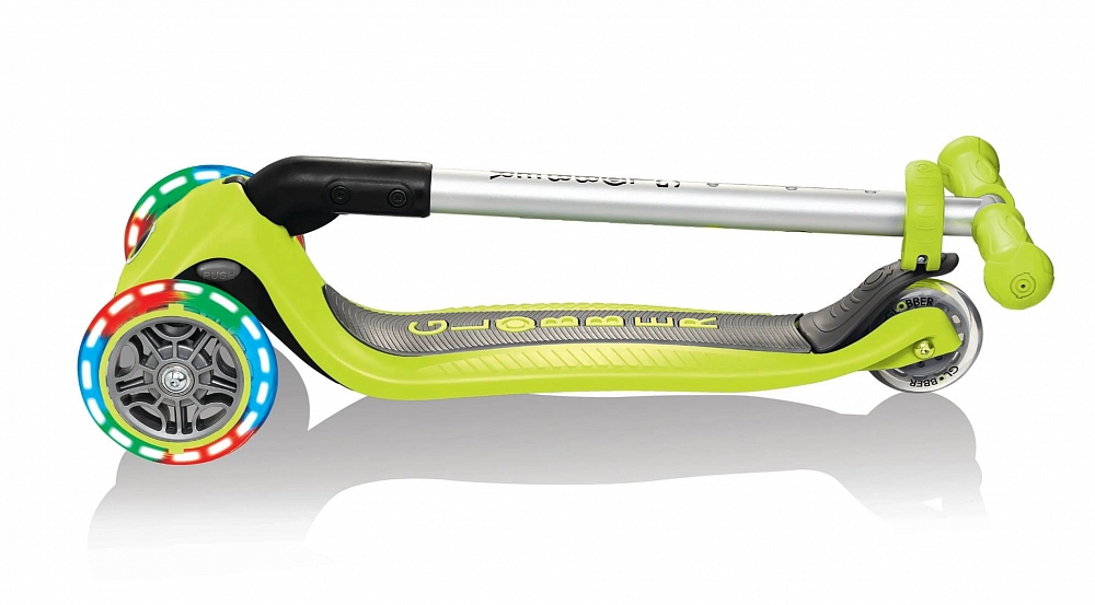 Трехколесный самокат Globber Primo Foldable Lights, зеленый, светящиеся колеса  