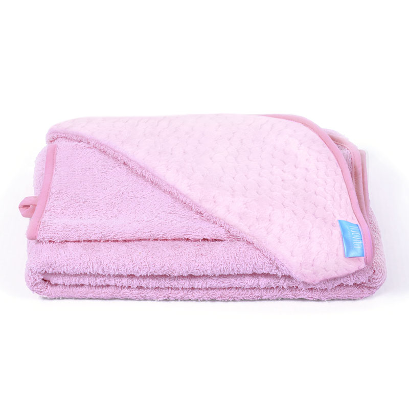 Полотенце с уголком и варежкой Nuovita Grazia 100x100 махра/плюш-соты, розовый  