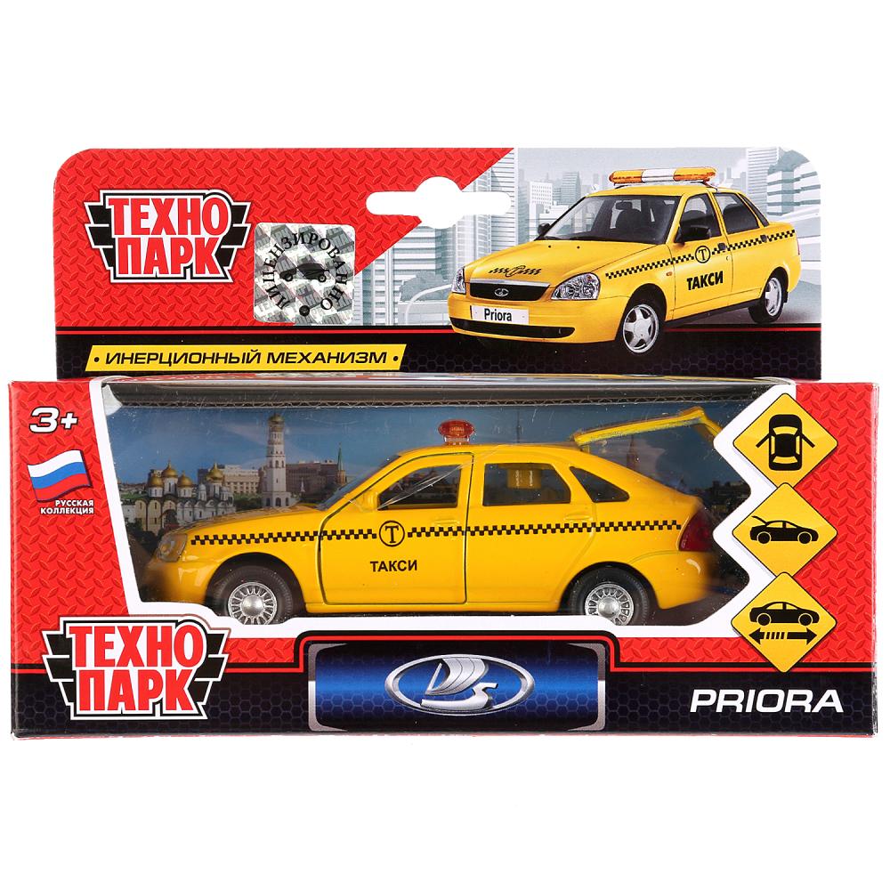 Машина металлическая Lada Priora хэтчбек Такси, длина 12 см, открываются двери, инерционная WB) 