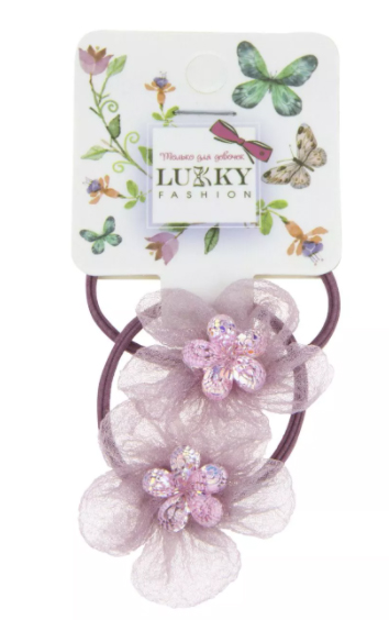 Резинки для волос Lukky Fashion - Цветок с блестками, 2 штуки   