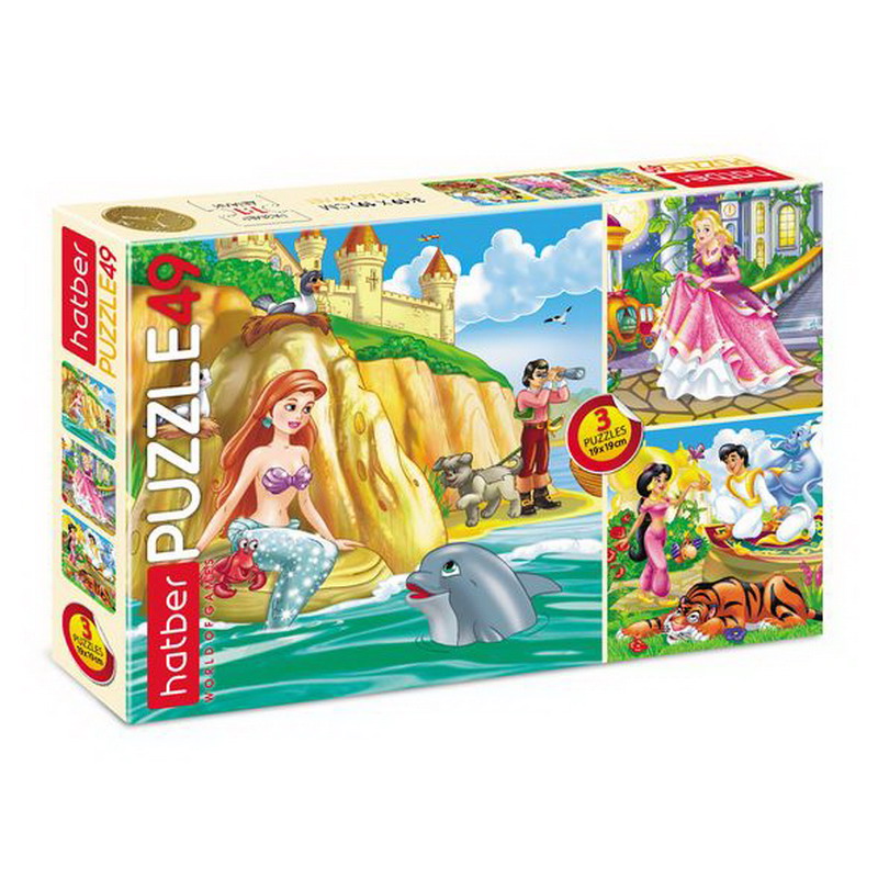 

Пазлы 49 элементов – 3 картинки, Сказки для девочек