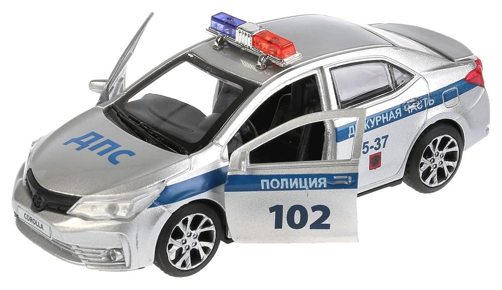 Машинка металлическая инерционная – Toyota Corolla Полиция, 12 см., открываются двери и багажник  