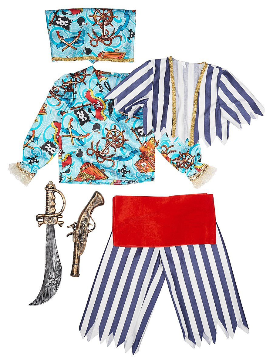 Карнавальный костюм для мальчиков – Пират сказочный, сорочка, жилет, брюки, косынка, размер 110-56  