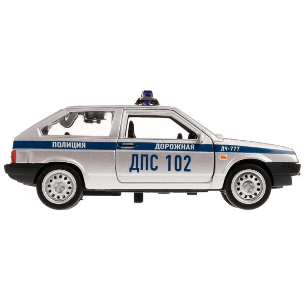 Модель Полиция Lada-2108 Cпутник 12 см свет-звук двери открываются металлическая  