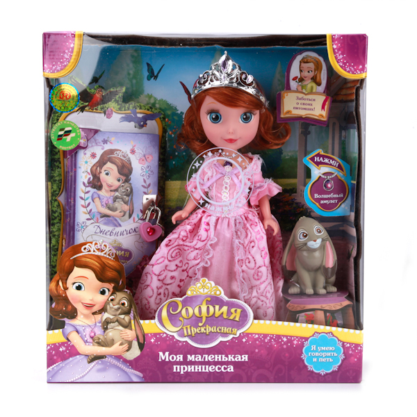 Кукла Disney - Принцесса София, с кроликом и дневников, 25 см  