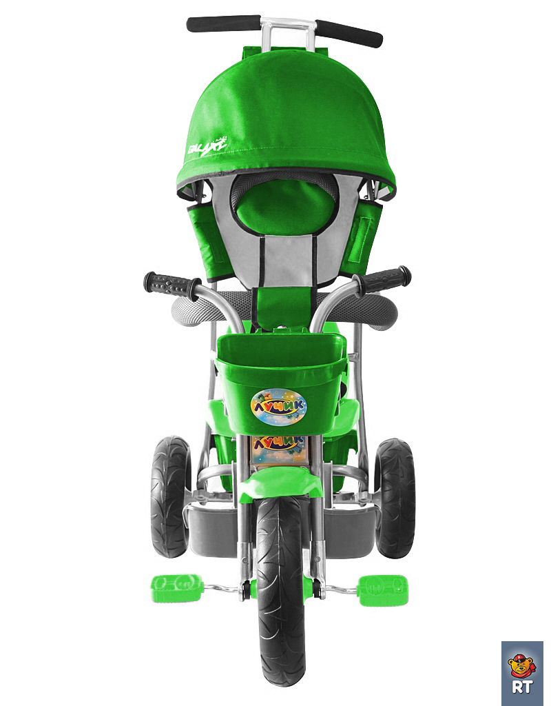 Л001 3-х колесный велосипед Galaxy - Лучик с капюшоном зеленый  