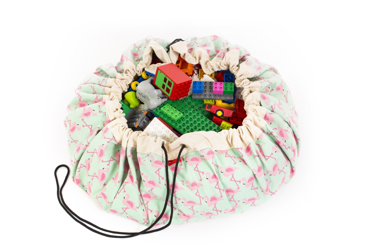 Мешок для хранения игрушек и игровой коврик 2 в 1, коллекция Print - Фламинго  