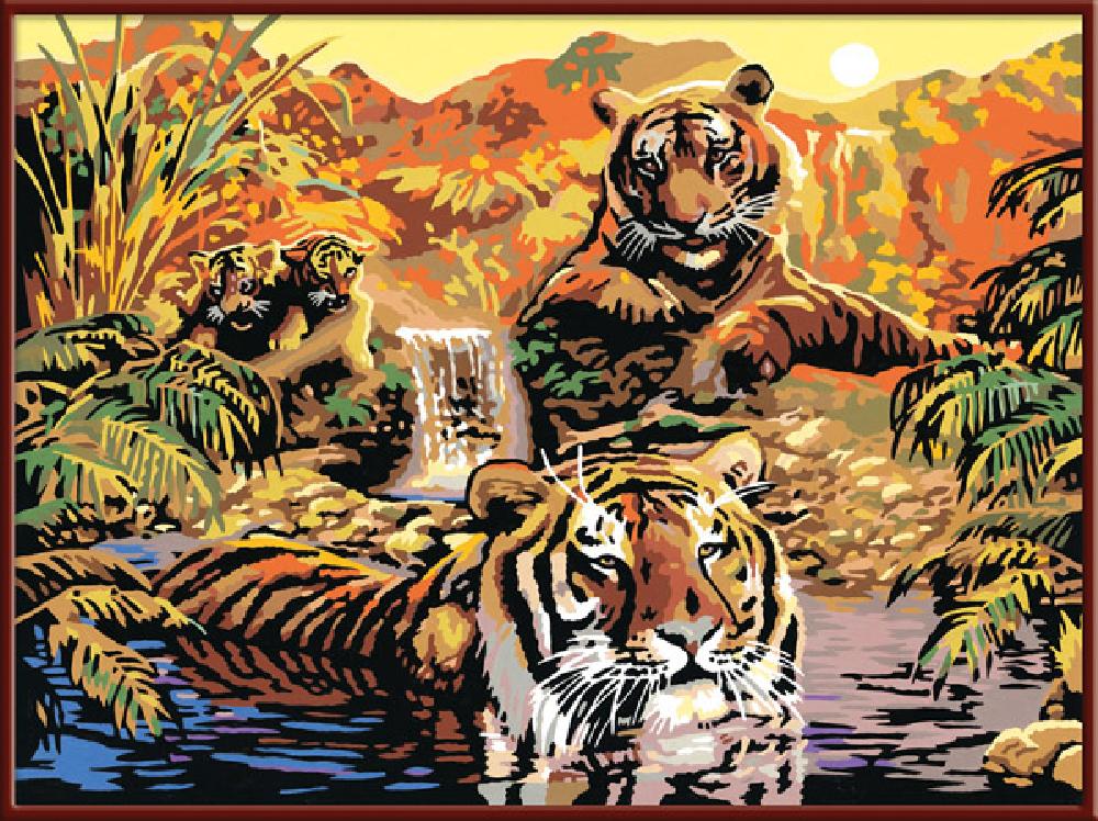 Раскрашивание по номерам «Тигры»  