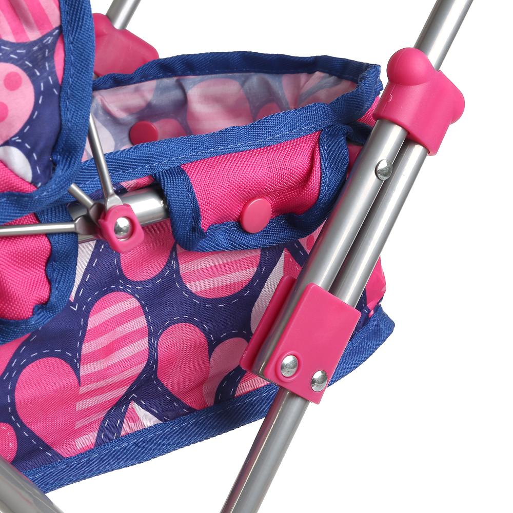 Коляска-люлька для кукол складная сердца в пакете  