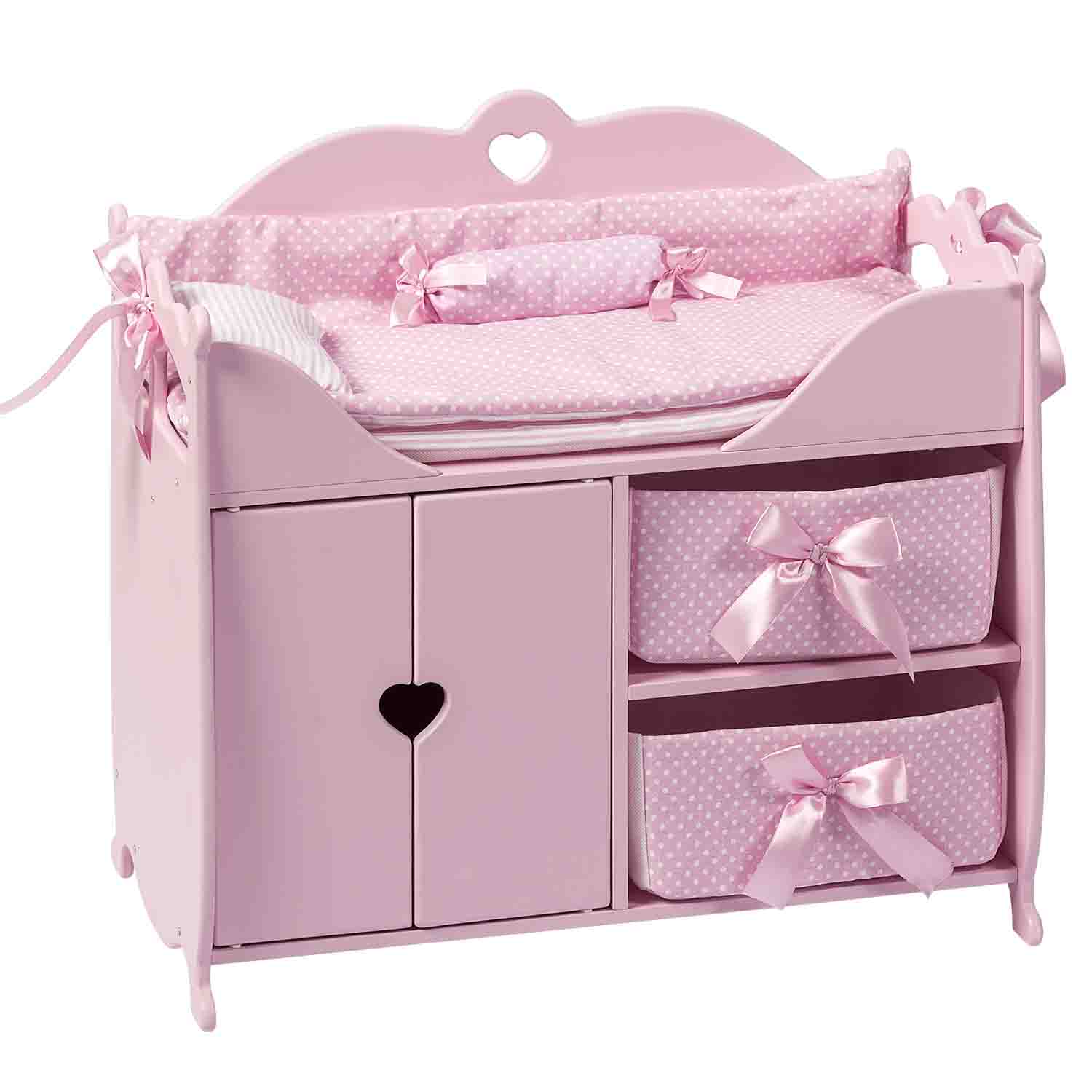 Кроватка-шкаф для кукол с постельным бельем, розовый  