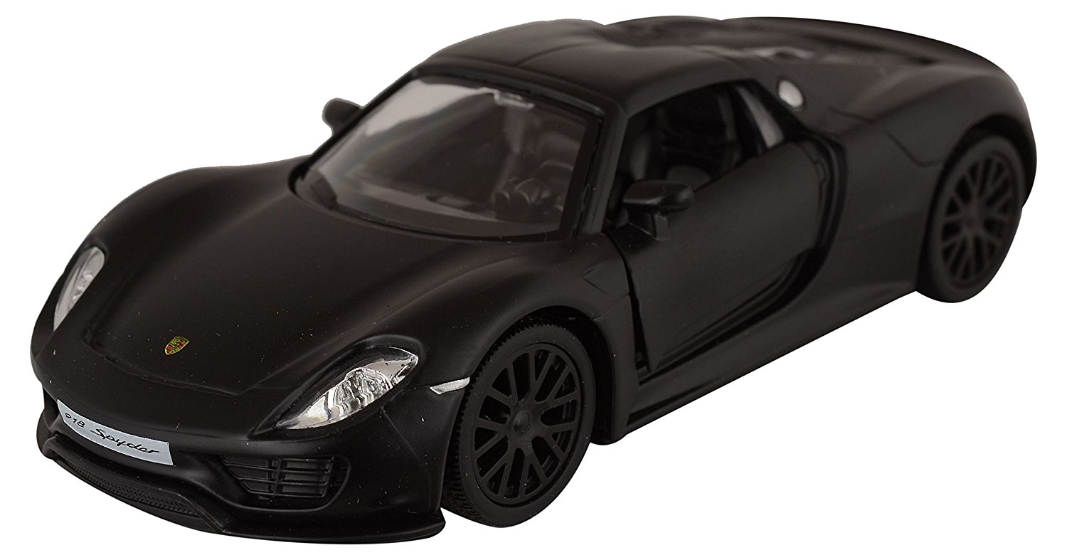 Металлическая инерционная машина RMZ City - Porsche 918 Spyder, 1:32, черный матовый  