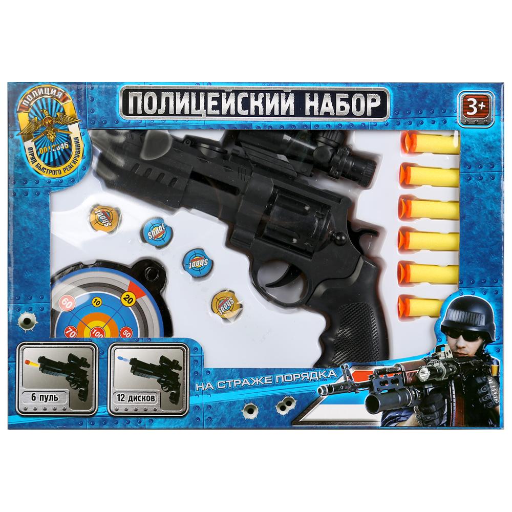 Полицейский набор - Револьвер c мягкими пулями, дисками и мишенью  