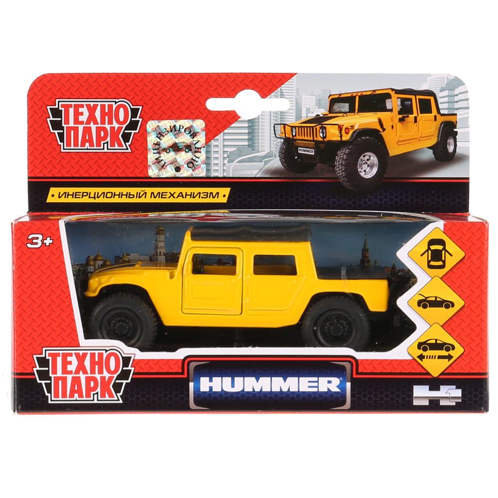 Модель Hummer H1 пикап, желтый, 12 см, открываются двери, инерционный -WB) 