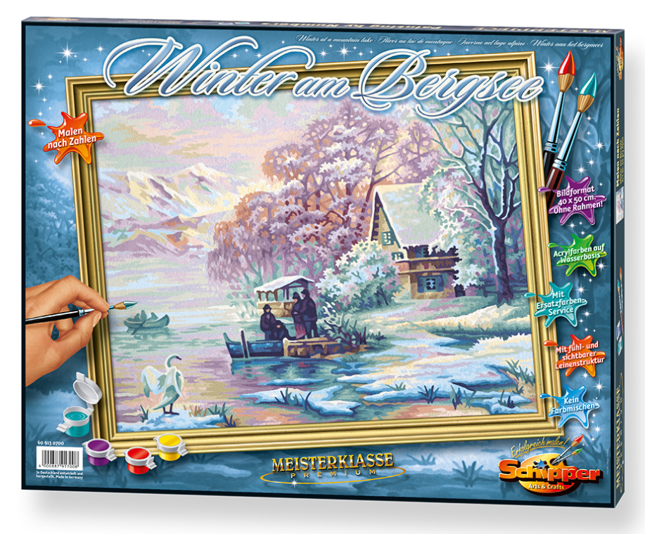 Картина, раскраска по номерам - Горное озеро зимой  