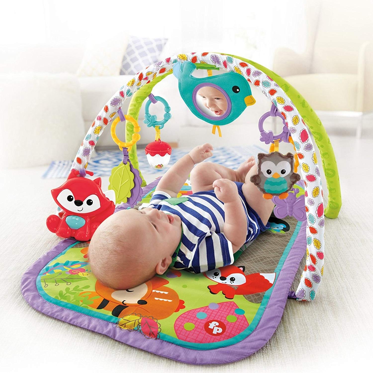 Развивающий коврик 3 в 1 Fisher-Price – Друзья тропического леса, звук  