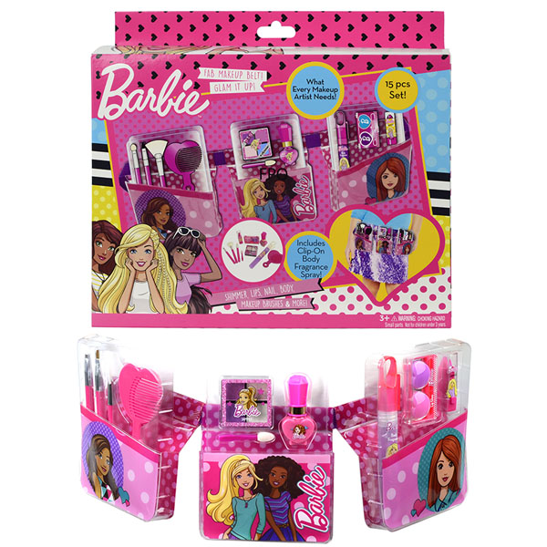

Игровой набор детской декоративной косметики с поясом визажиста – Barbie