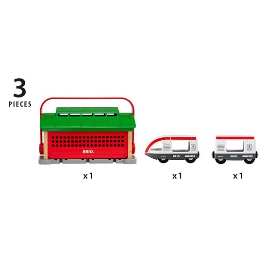 Игровой набор - Депо-переноска для 3 поездов, 1 поезд и вагон  