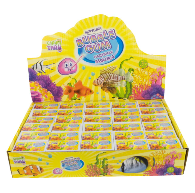 Набор Слайм Тайм - Надувная мяшка Bubble Gum с рыбкой, 5 цветов   