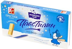 Пластилин – Престиж, с золотом, 6 цветов  