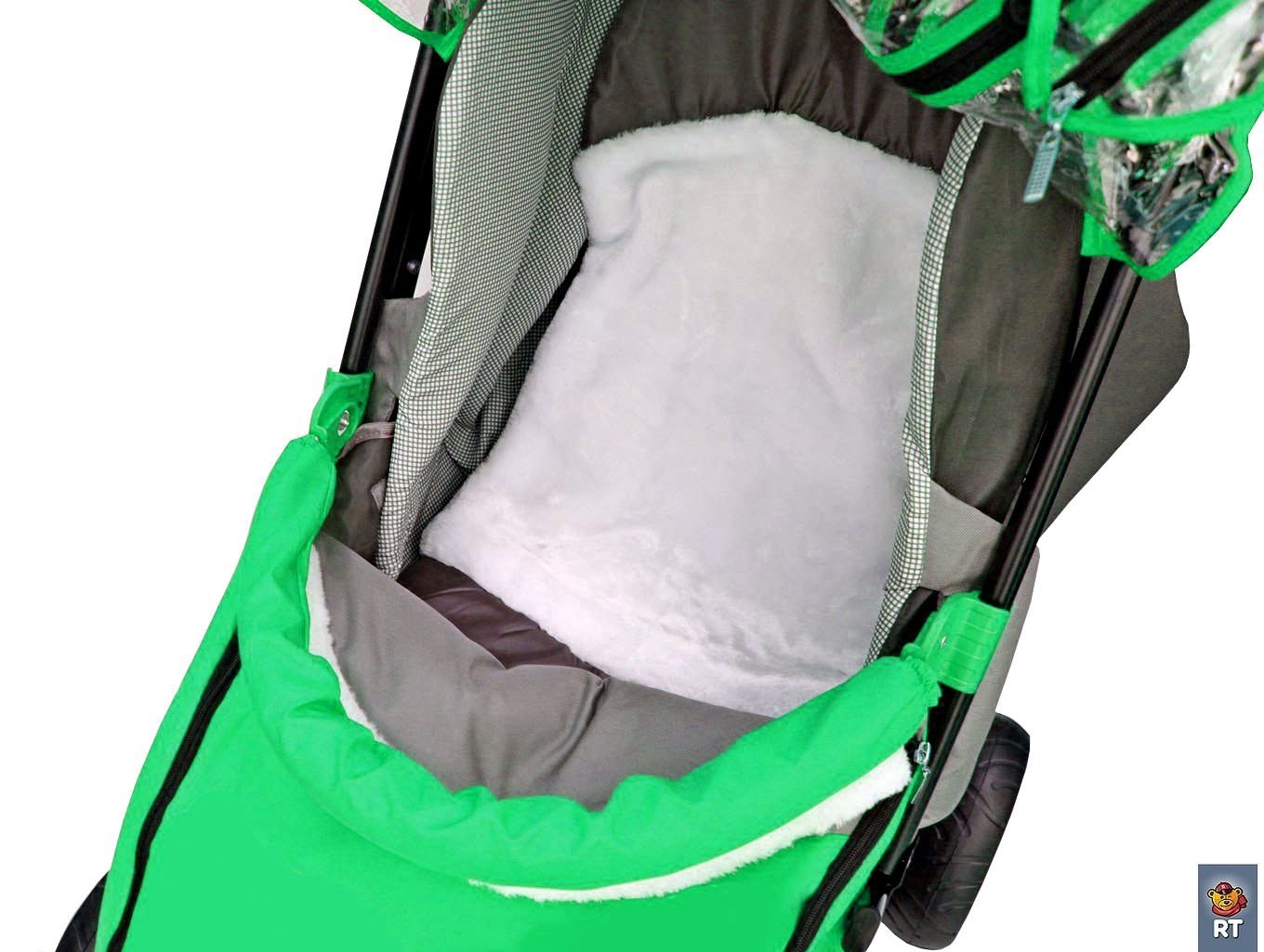 Санки-коляска Snow Galaxy City-1 - Совушки на зеленом, на больших колесах Eva, сумка, варежки  