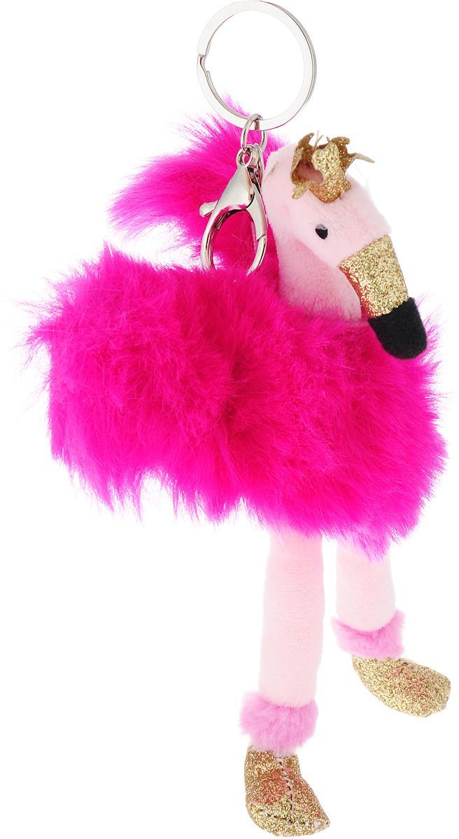 Мягкая игрушка - Фламинго розовый с карабином, 9 см  