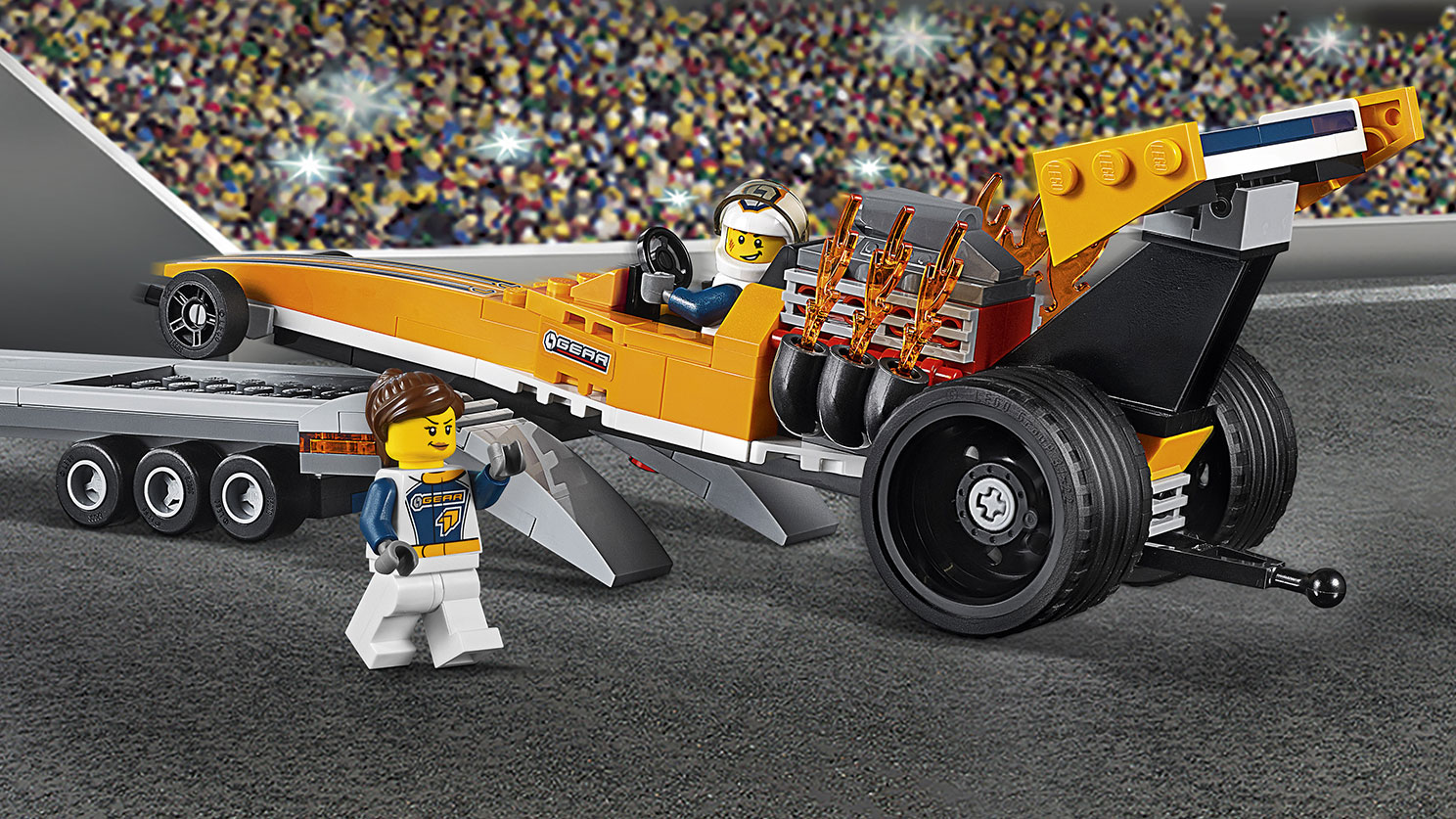Lego City. Грузовик для перевозки драгстера  