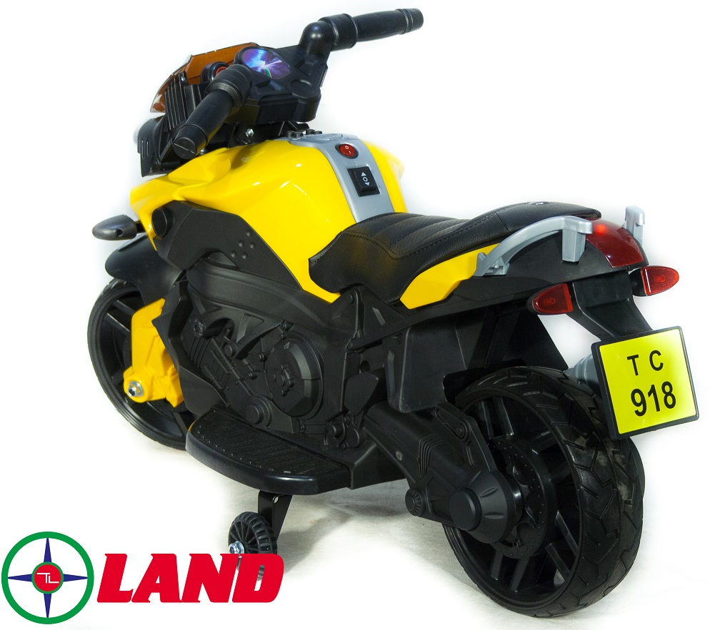 Детский электромотобайк ToyLand Moto JC 918 желтого цвета 