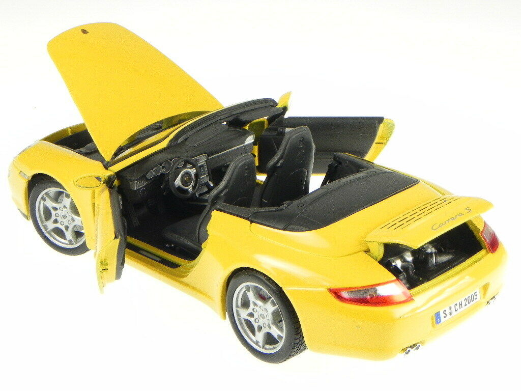 Модель машины - Porsche 911 997 Carrera S Cabrio Yellow, 1:18  