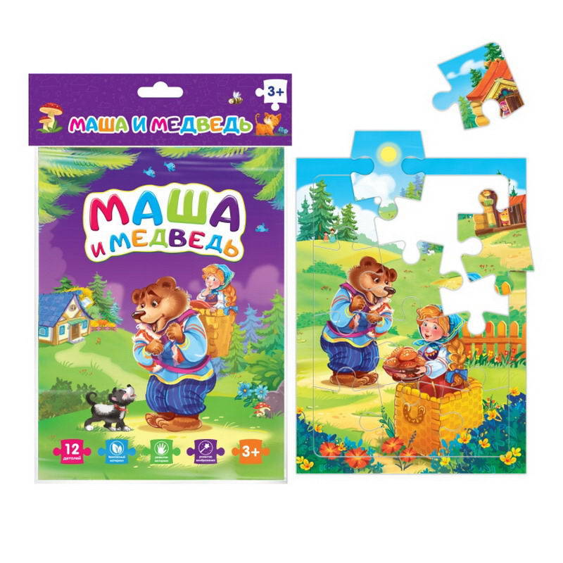 

Мягкие пазлы - Маша и медведь, 12 элементов