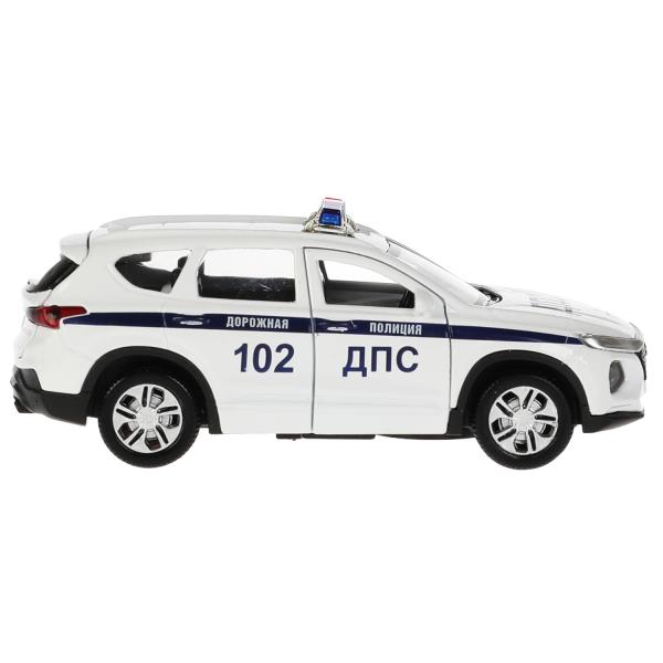 Модель Полиция Hyundai Santa Fe свет-звук 12 см двери и багажник открываются инерционная металлическая  