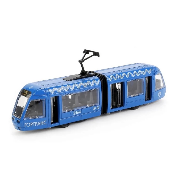 Трамвай инерционный с гармошкой,  19 см, свет, звук  ) 