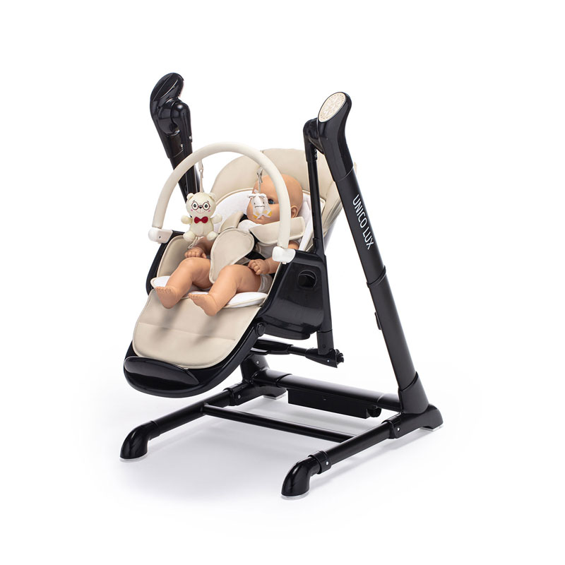 Стульчик для кормления с электронным устройством качения Nuovita Unico lux Nero, Latte, Nero/Латте, Черный  