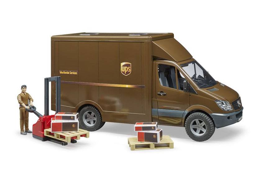 Mercedes-Benz Sprinter фургон UPS с фигуркой, погрузчиком и аксессуарами  