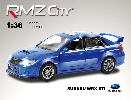Машина металлическая Subaru WRX STI, 1:64, 2 цвета – синий и красный  