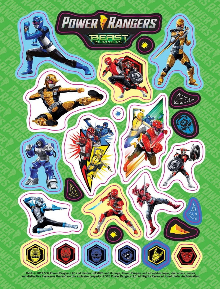 Наклейки - Могучие Рейнджеры. 100 наклеек. TM Power Rangers  