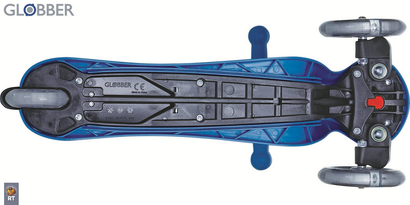 Самокат Globber EVO 5 IN 1 LIGHTS со светящимися колесами, цвет - Navy Blue  