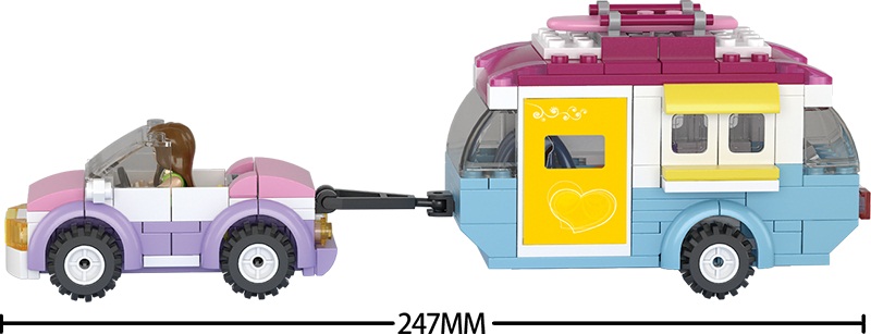 Конструктор - Розовая мечта - Машинка и трейлер с фигурками, 272 детали  