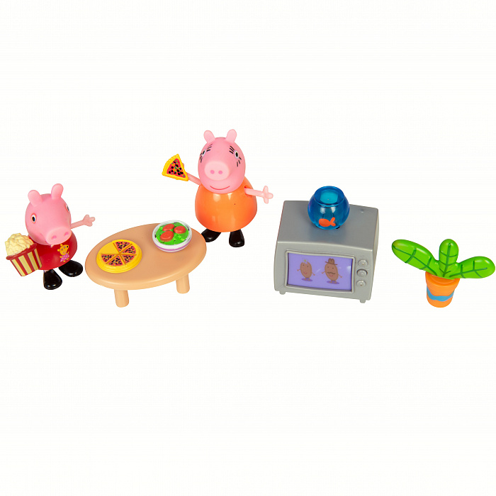 Игровой набор Peppa Pig – Пеппа и Мама смотрят фильмы, 5 предметов, свет  